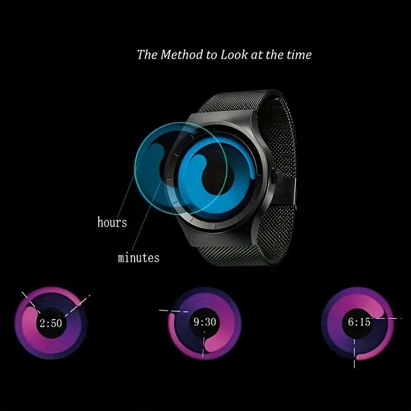 Men's Quartz Watch with Starry Galaxy Swirl Dial