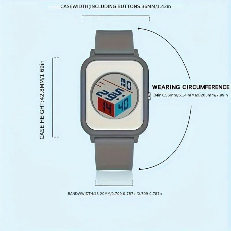 Men's Square Electronic Watch - Waterproof, Night Light