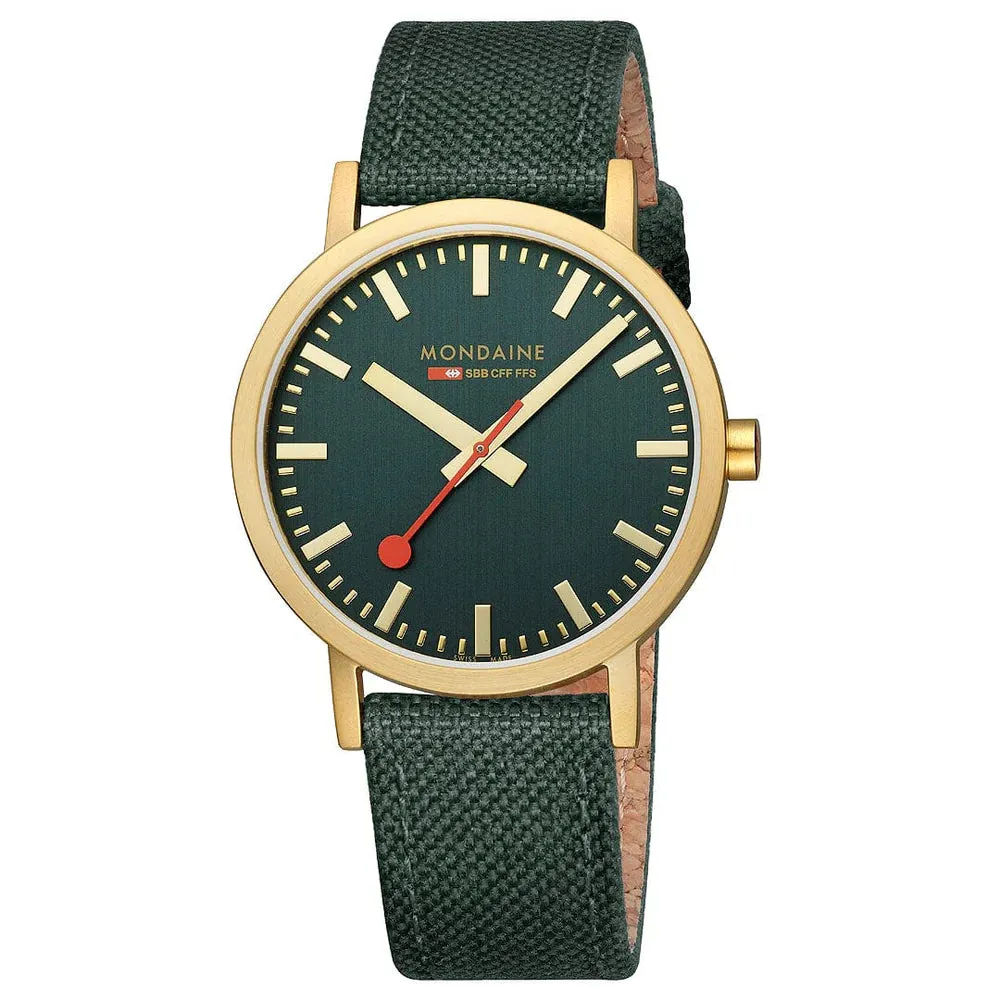 Mondaine Classic 40MM,  FOREST GREEN TEXTILE, 40 MM