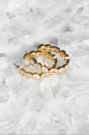 Native Gem Romance Hoops in White Crystal