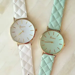 New Fashion Women Dress Watch vintage Leather Lake Blue Watches refined Bracelet wristwatch