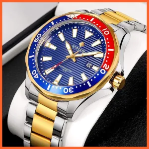 New Luxury Military Gold Watch Mens Sports Diver Quartz 30Atm Waterproof Luminous Date Wristwatches