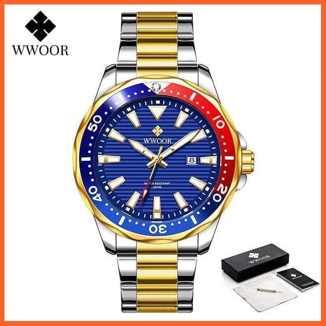 New Luxury Military Gold Watch Mens Sports Diver Quartz 30Atm Waterproof Luminous Date Wristwatches
