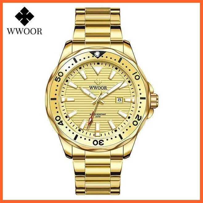 New Luxury Military Gold Watch Mens Sports Diver Quartz 30Atm Waterproof Luminous Date Wristwatches