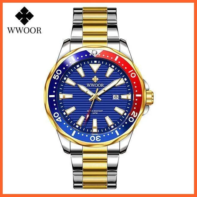 New Luxury Military Gold Watch Mens Sports Diver Quartz 30Atm Waterproof Luminous Date Wristwatches
