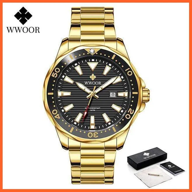 New Luxury Military Gold Watch Mens Sports Diver Quartz 30Atm Waterproof Luminous Date Wristwatches