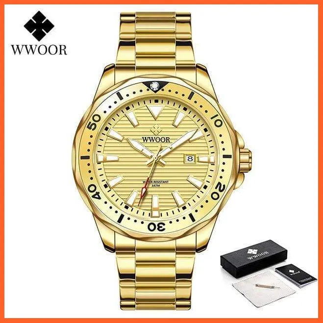 New Luxury Military Gold Watch Mens Sports Diver Quartz 30Atm Waterproof Luminous Date Wristwatches