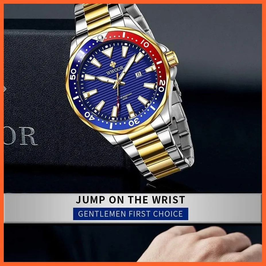 New Luxury Military Gold Watch Mens Sports Diver Quartz 30Atm Waterproof Luminous Date Wristwatches