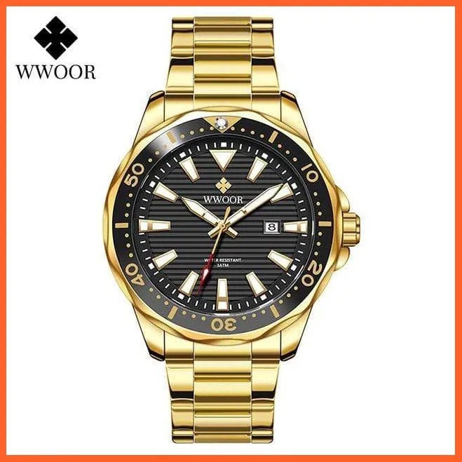 New Luxury Military Gold Watch Mens Sports Diver Quartz 30Atm Waterproof Luminous Date Wristwatches