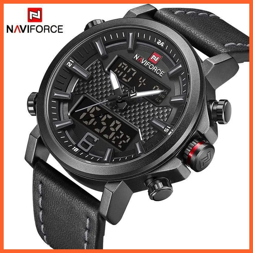 New Men'S Fashion Sport Watches | Mens Leather Waterproof Led Analog Clock Quartz Watches