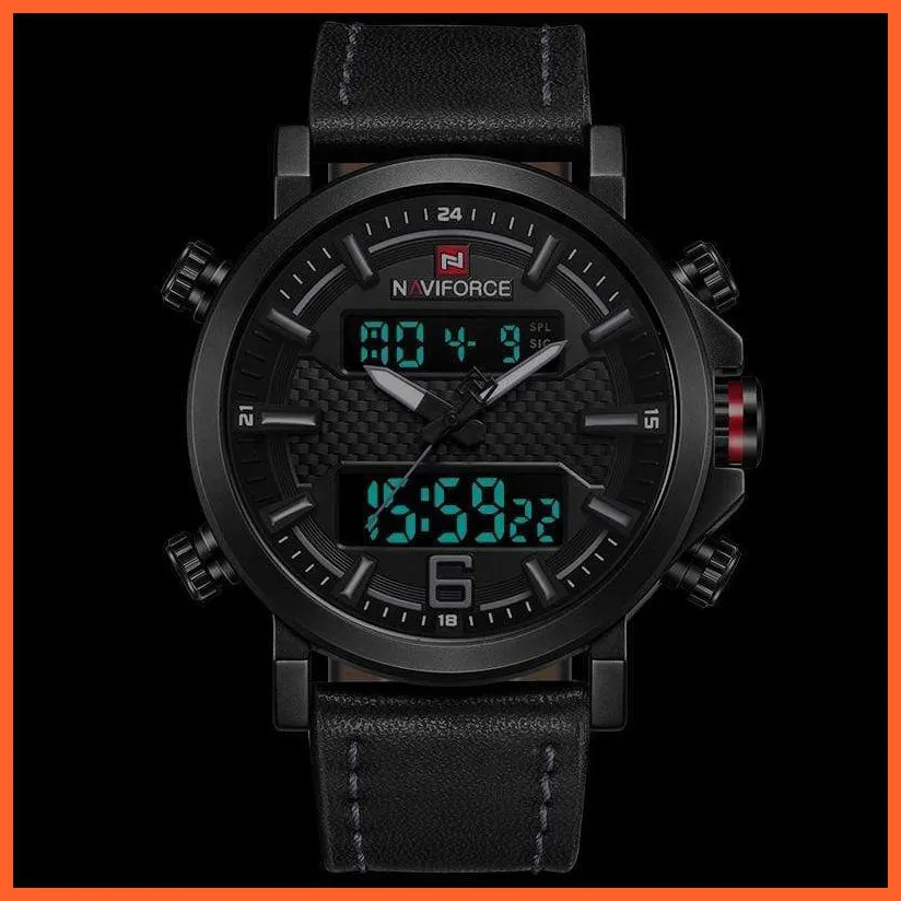 New Men'S Fashion Sport Watches | Mens Leather Waterproof Led Analog Clock Quartz Watches