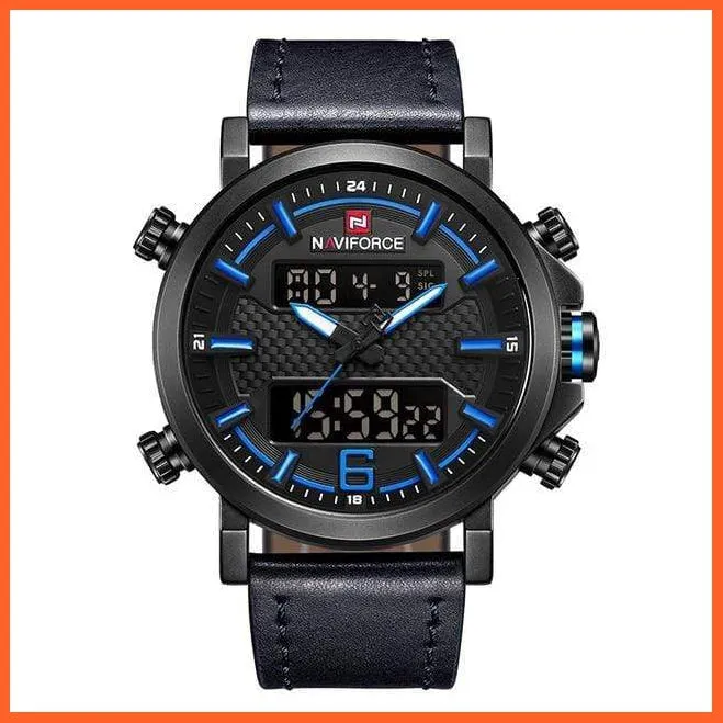 New Men'S Fashion Sport Watches | Mens Leather Waterproof Led Analog Clock Quartz Watches