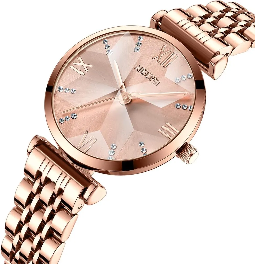 NIBOSI Women Watches Rose Gold Fashion Ladies Female Dress Luxury Simple Waterproof Stainless Girls Wife Gifts Wrist Watch