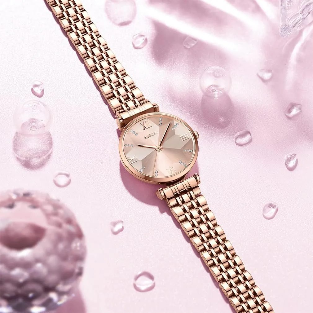NIBOSI Women Watches Rose Gold Fashion Ladies Female Dress Luxury Simple Waterproof Stainless Girls Wife Gifts Wrist Watch