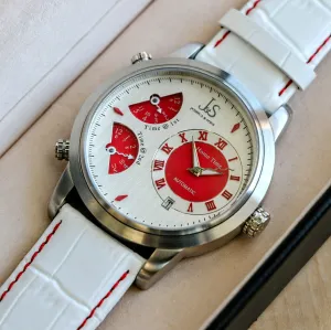 NOS J&S Joshua & Sons Automatic Watch Ref. JS-03-08 Triple Zone Time Wristwatch - In Box