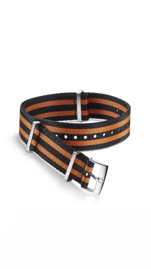 Omega Nato Polyamide 5-stripe Black & Orange Strap