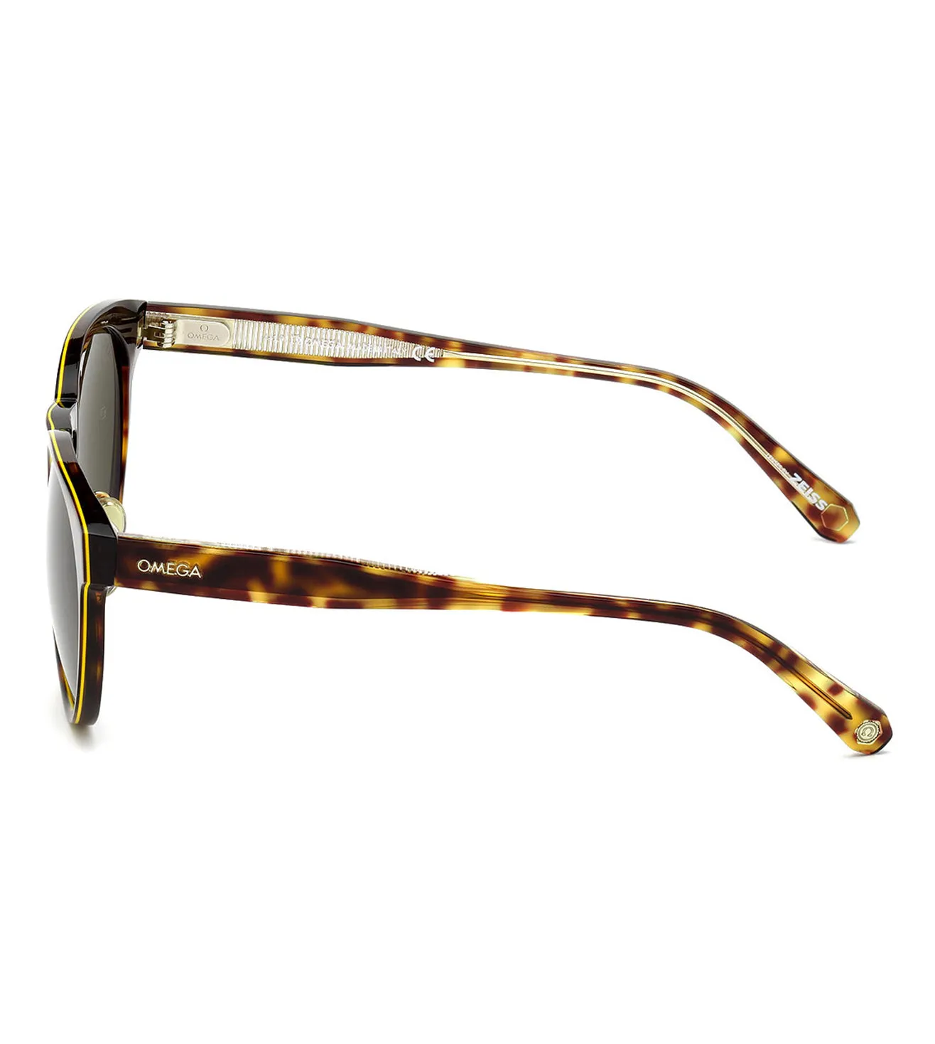 Omega Unisex Green Round Sunglasses