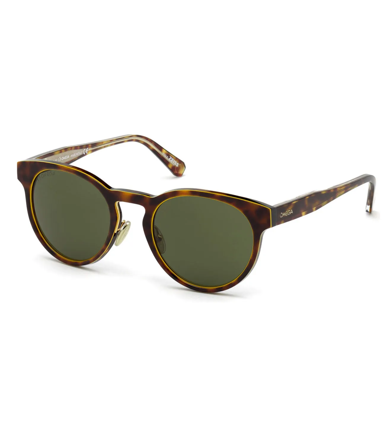 Omega Unisex Green Round Sunglasses