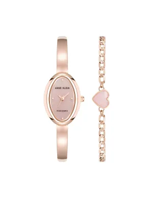 Oval Gemstone Bangle Watch Set