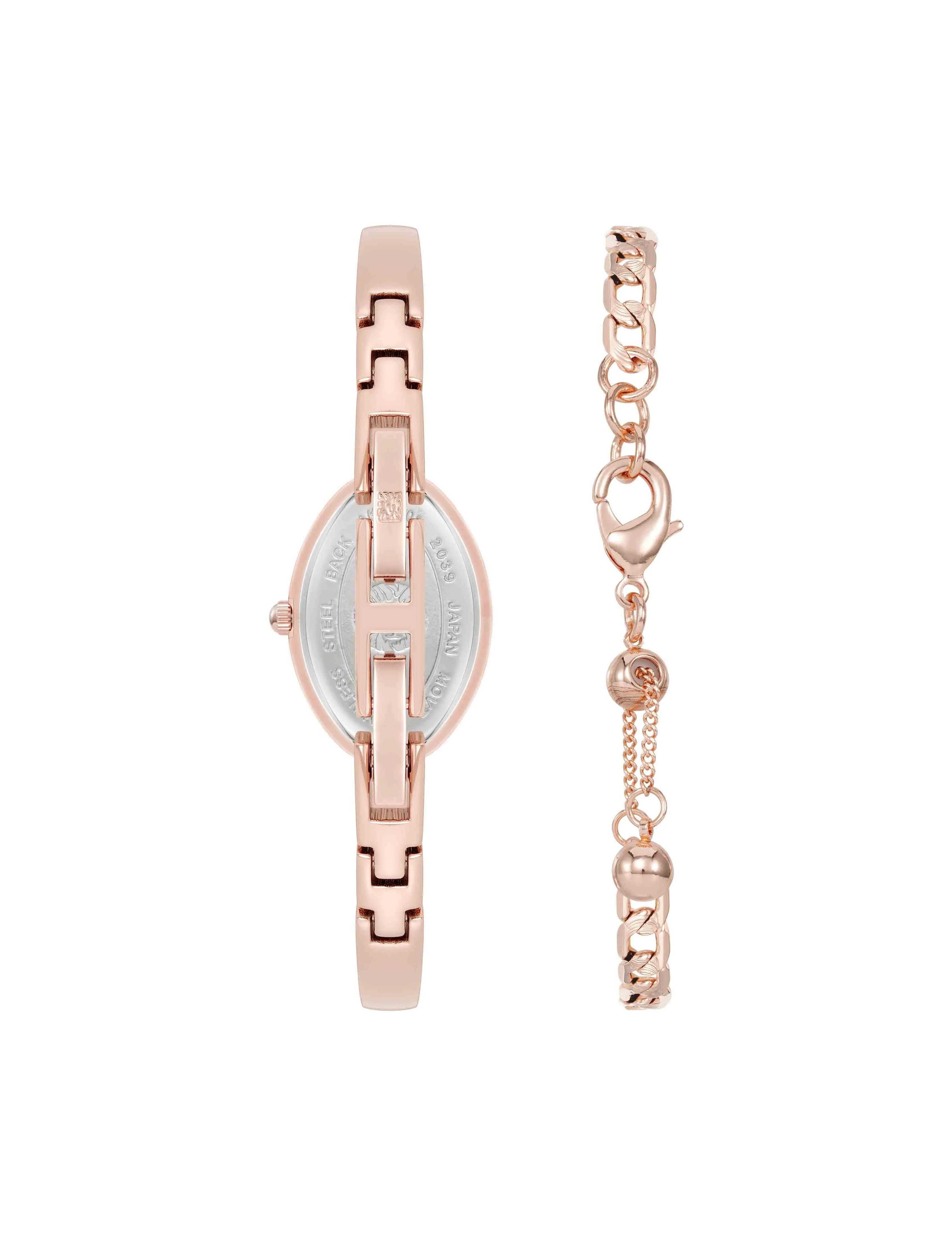 Oval Gemstone Bangle Watch Set