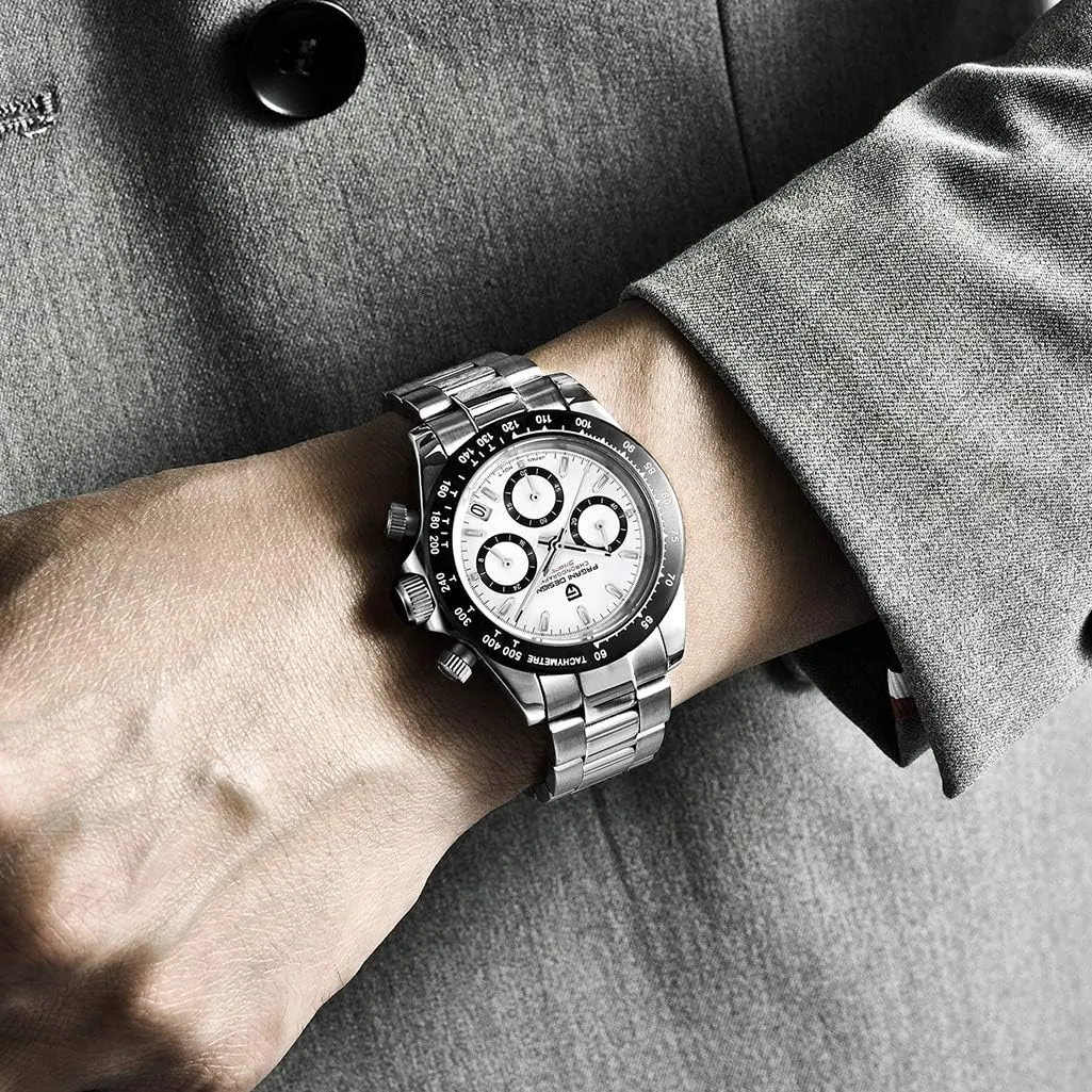 Pagani Design Mens Watches Full Stainless Steel Analogue Quartz Wrist Watch for Men Luxury Waterproof Dress Wristwatch Date
