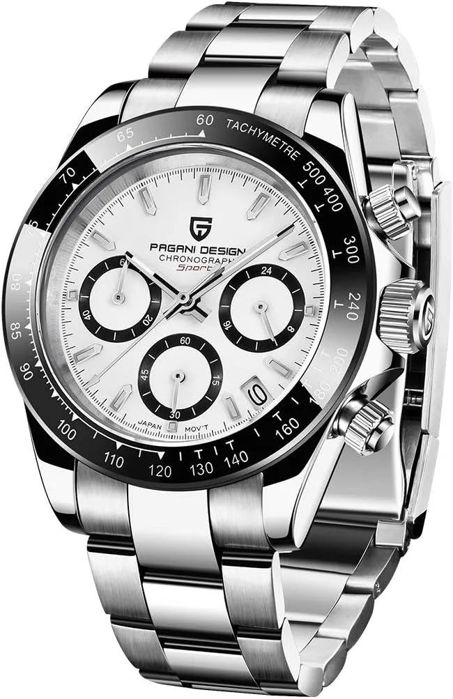 Pagani Design Mens Watches Full Stainless Steel Analogue Quartz Wrist Watch for Men Luxury Waterproof Dress Wristwatch Date