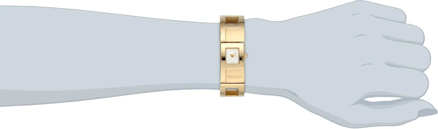 Peugeot Women Quartz Wrist Watch with Cuff Metal Bracelet