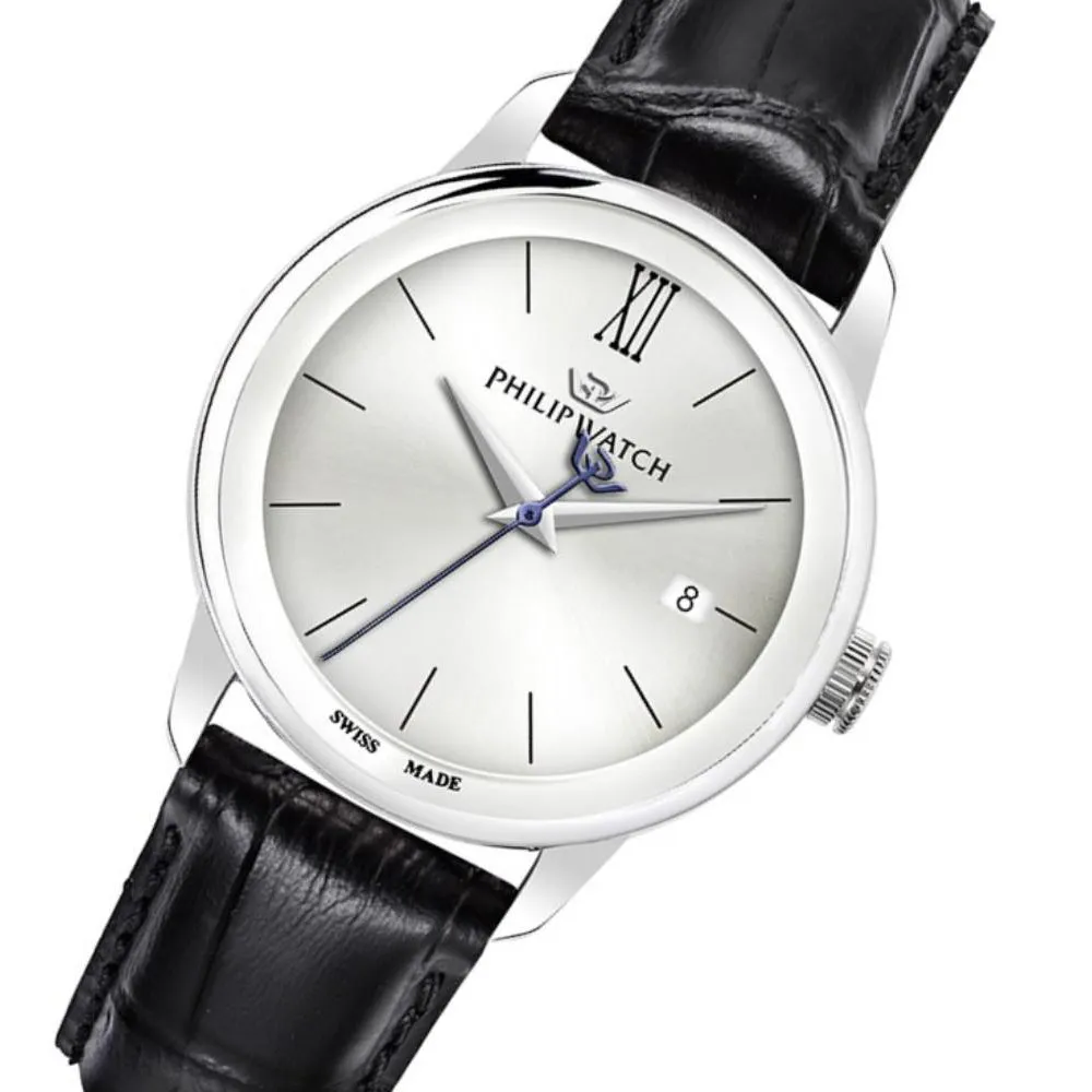 Philip Watch Black Leather Multi-function Men's Watch - R8251150005