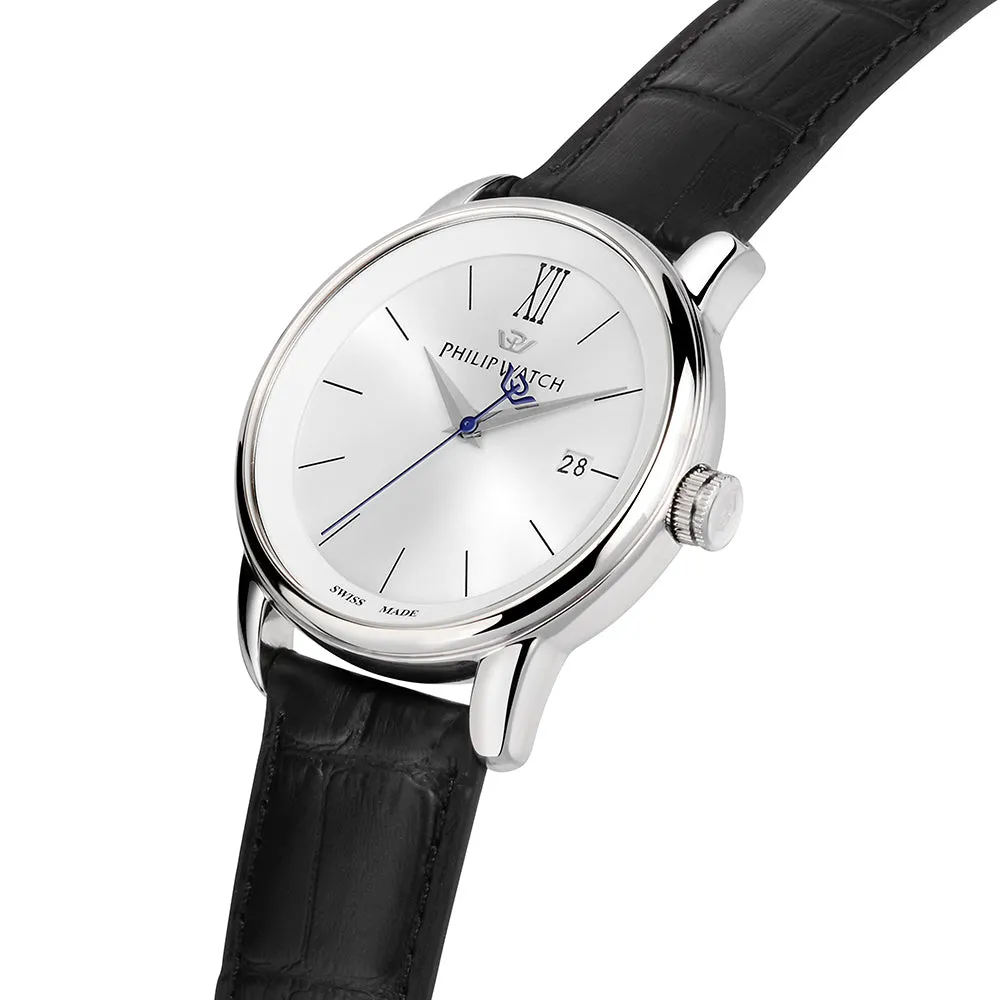 Philip Watch Black Leather Multi-function Men's Watch - R8251150005