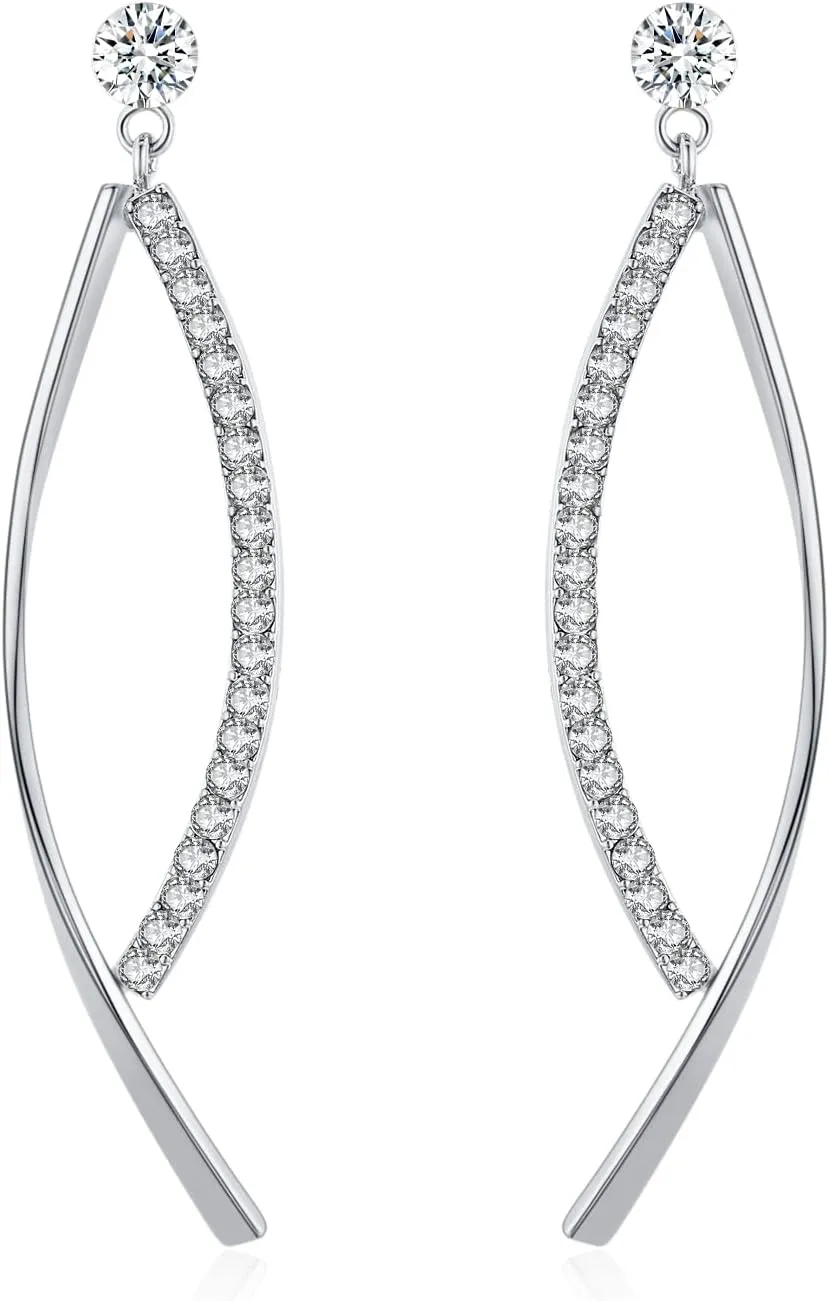 Platinum-Plated or 18K Gold Plated or 18K Rose Gold Plated Cubic Zirconia Drop Earrings