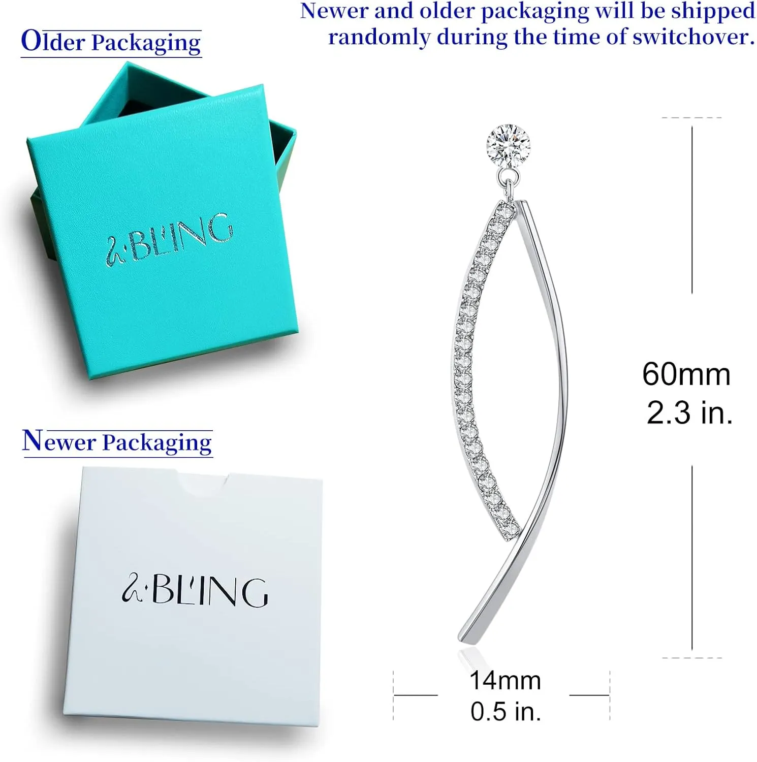 Platinum-Plated or 18K Gold Plated or 18K Rose Gold Plated Cubic Zirconia Drop Earrings