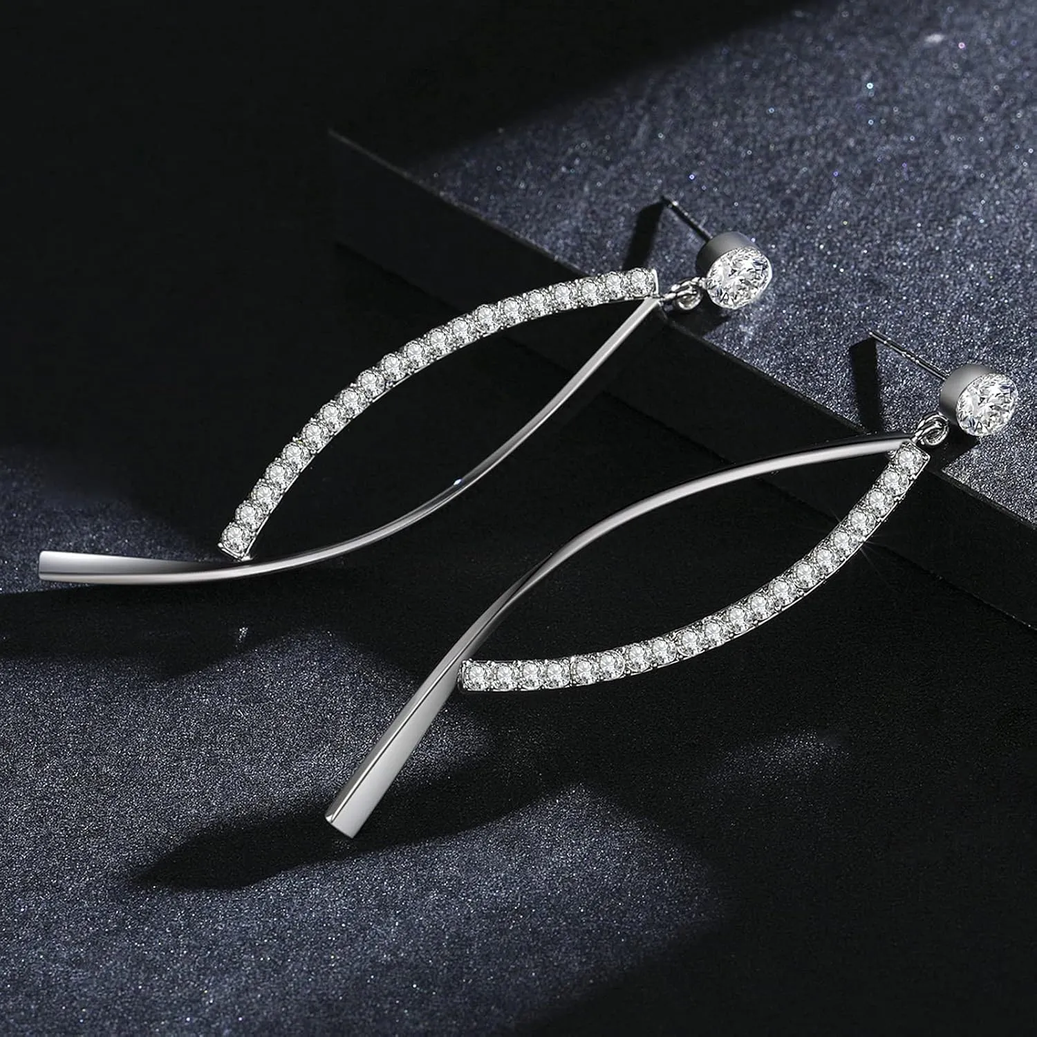 Platinum-Plated or 18K Gold Plated or 18K Rose Gold Plated Cubic Zirconia Drop Earrings
