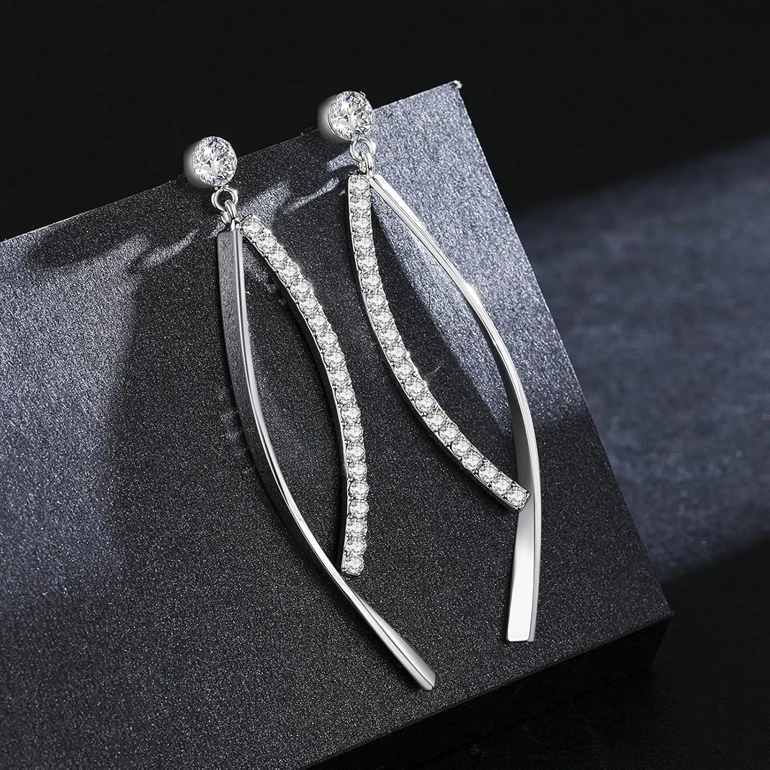 Platinum-Plated or 18K Gold Plated or 18K Rose Gold Plated Cubic Zirconia Drop Earrings
