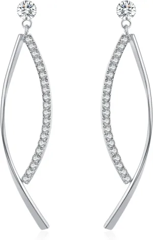 Platinum-Plated or 18K Gold Plated or 18K Rose Gold Plated Cubic Zirconia Drop Earrings