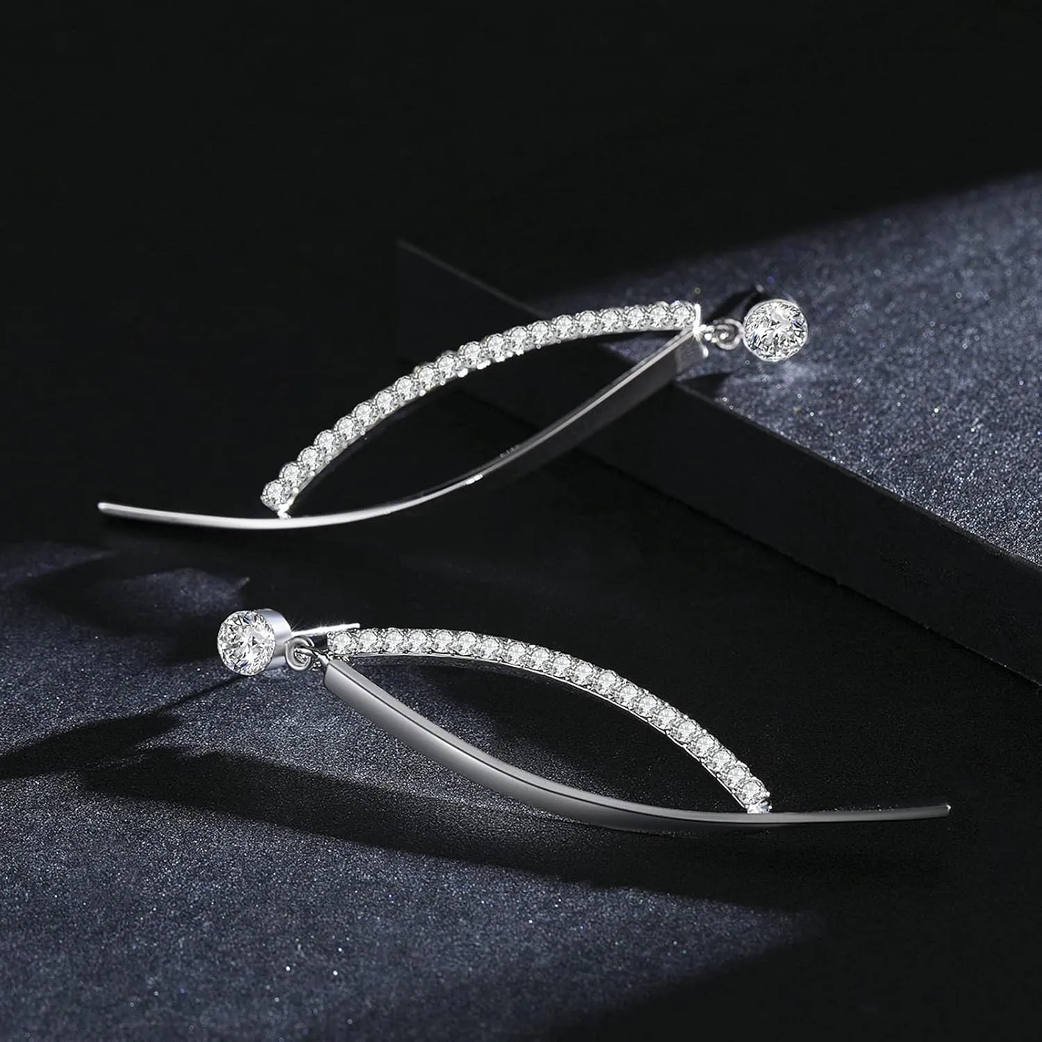 Platinum-Plated or 18K Gold Plated or 18K Rose Gold Plated Cubic Zirconia Drop Earrings