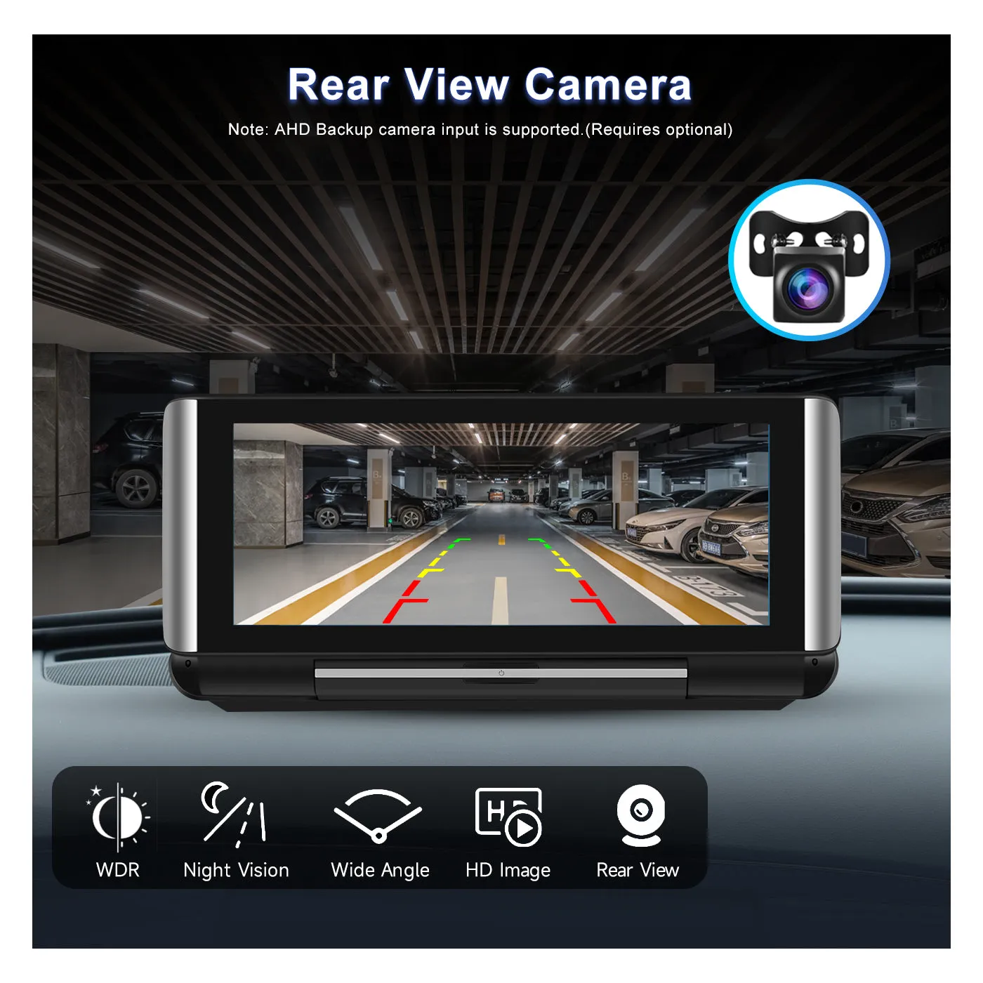 PODOFO 6.86 Inches Foldable CarPlay Screen &Android Auto Support Bluetooth/AUX/TF/BSD Apple Airplay Android Cast Support Rear Camera DVR 4K