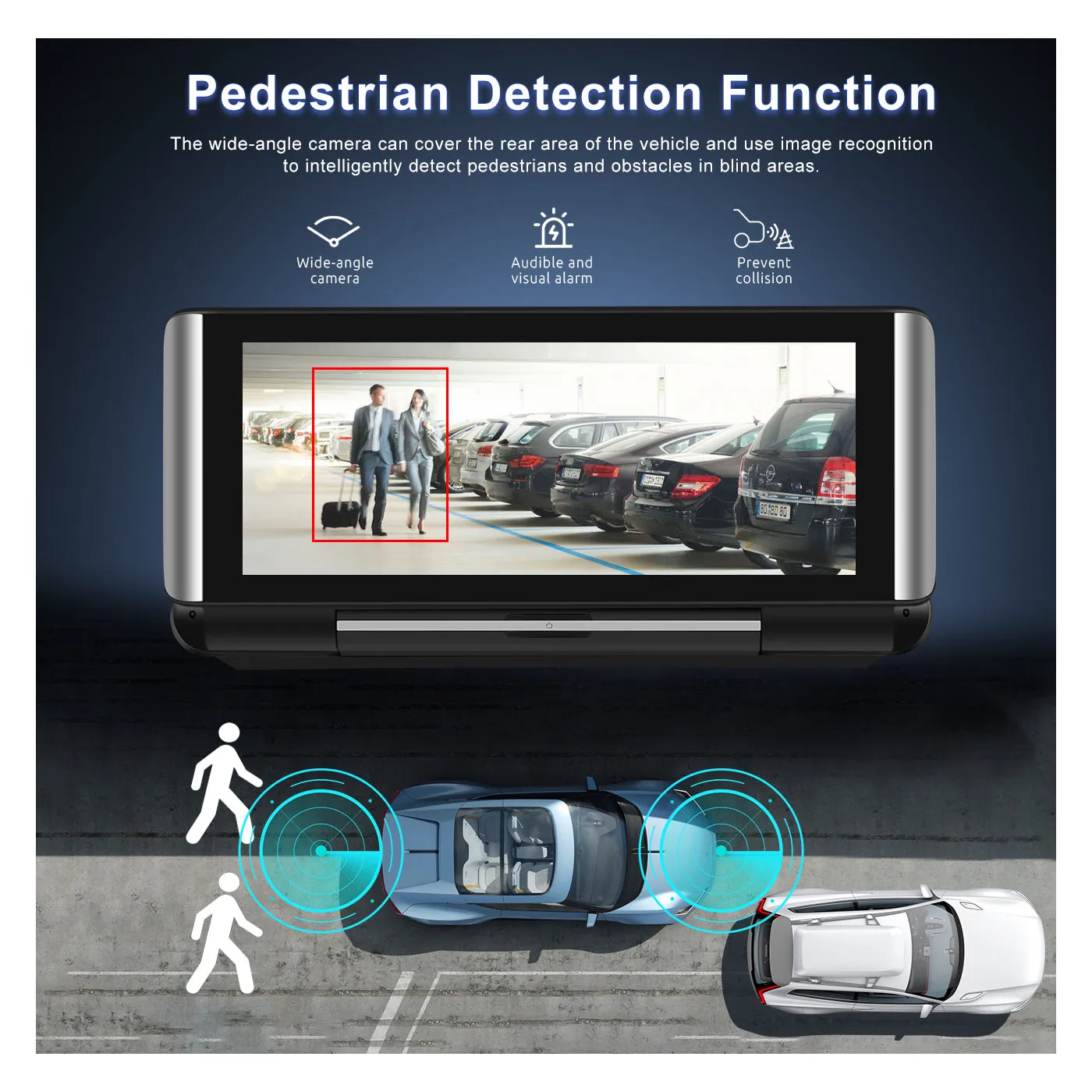 PODOFO 6.86 Inches Foldable CarPlay Screen &Android Auto Support Bluetooth/AUX/TF/BSD Apple Airplay Android Cast Support Rear Camera DVR 4K