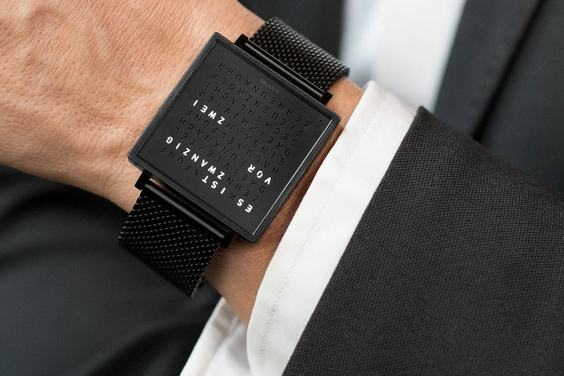 Qlocktwo W35 Rose Black Unisex Watch - Handmade in Germany