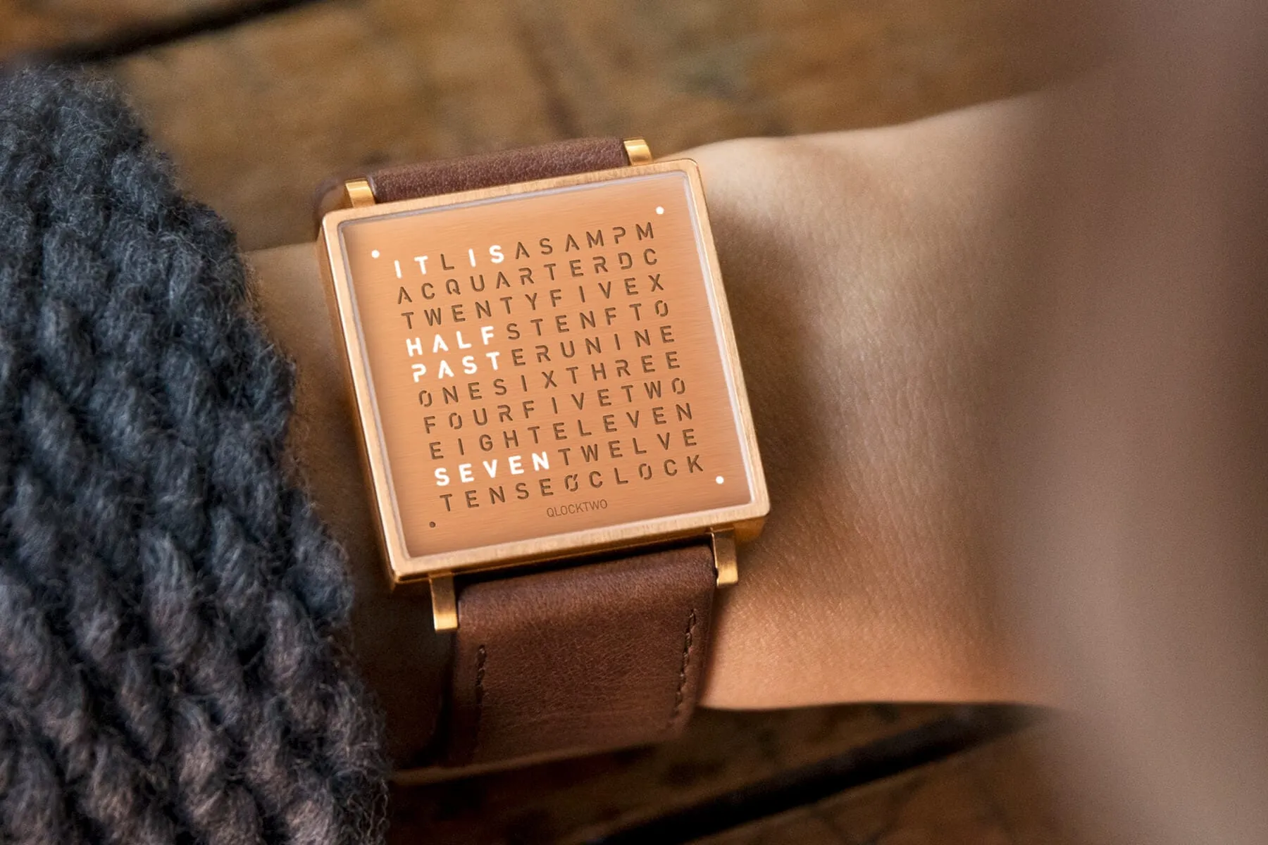 Qlocktwo W35 Rose Black Unisex Watch - Handmade in Germany