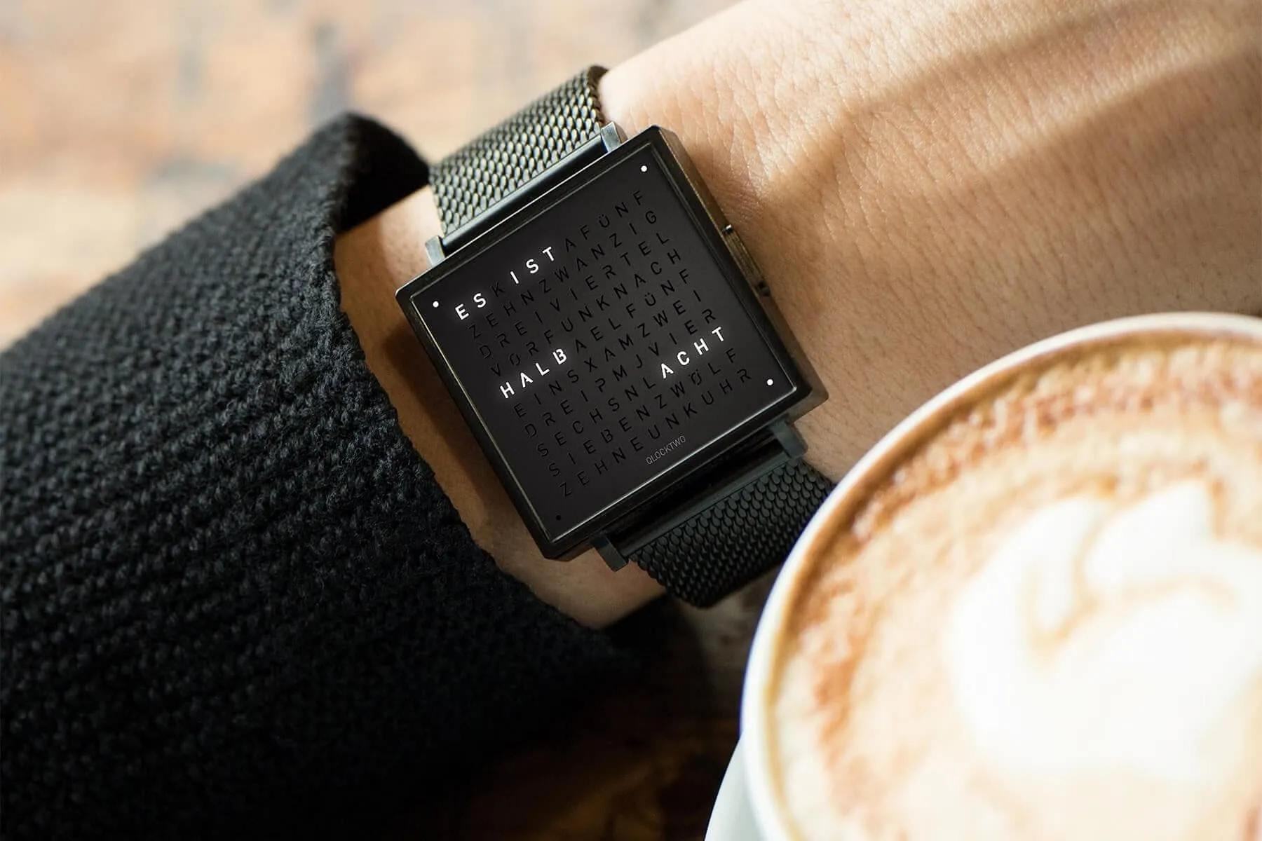Qlocktwo W35 Rose Black Unisex Watch - Handmade in Germany