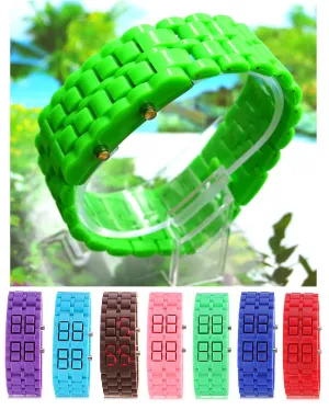 Red LED Digital Lava Plastic Sport Men Women Unisex Wrist Day Date Watch