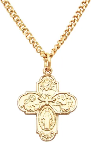 Rosemarie's Religious Gifts Small Four Way Cross with Holy Spirit Pendant Necklace, 18"