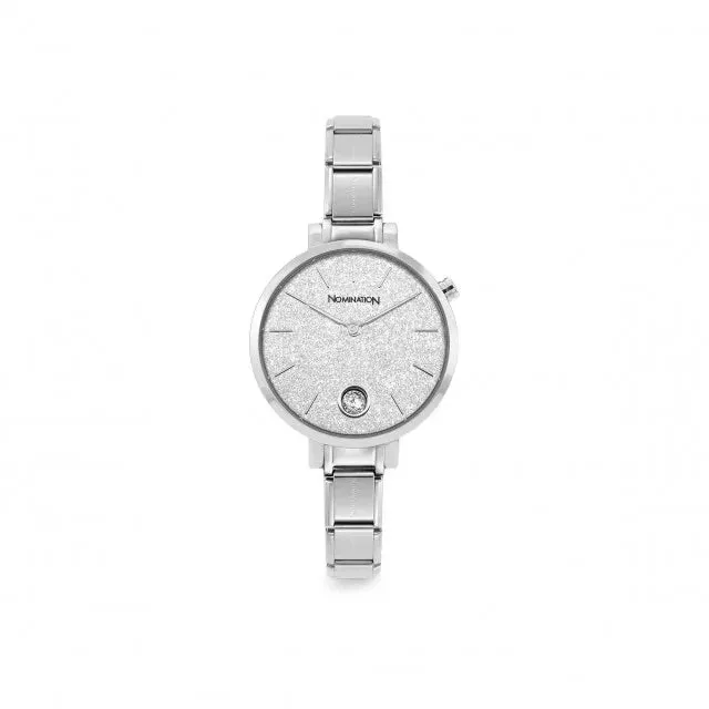 Round Silver Glitter & CZ | Composable® Watch