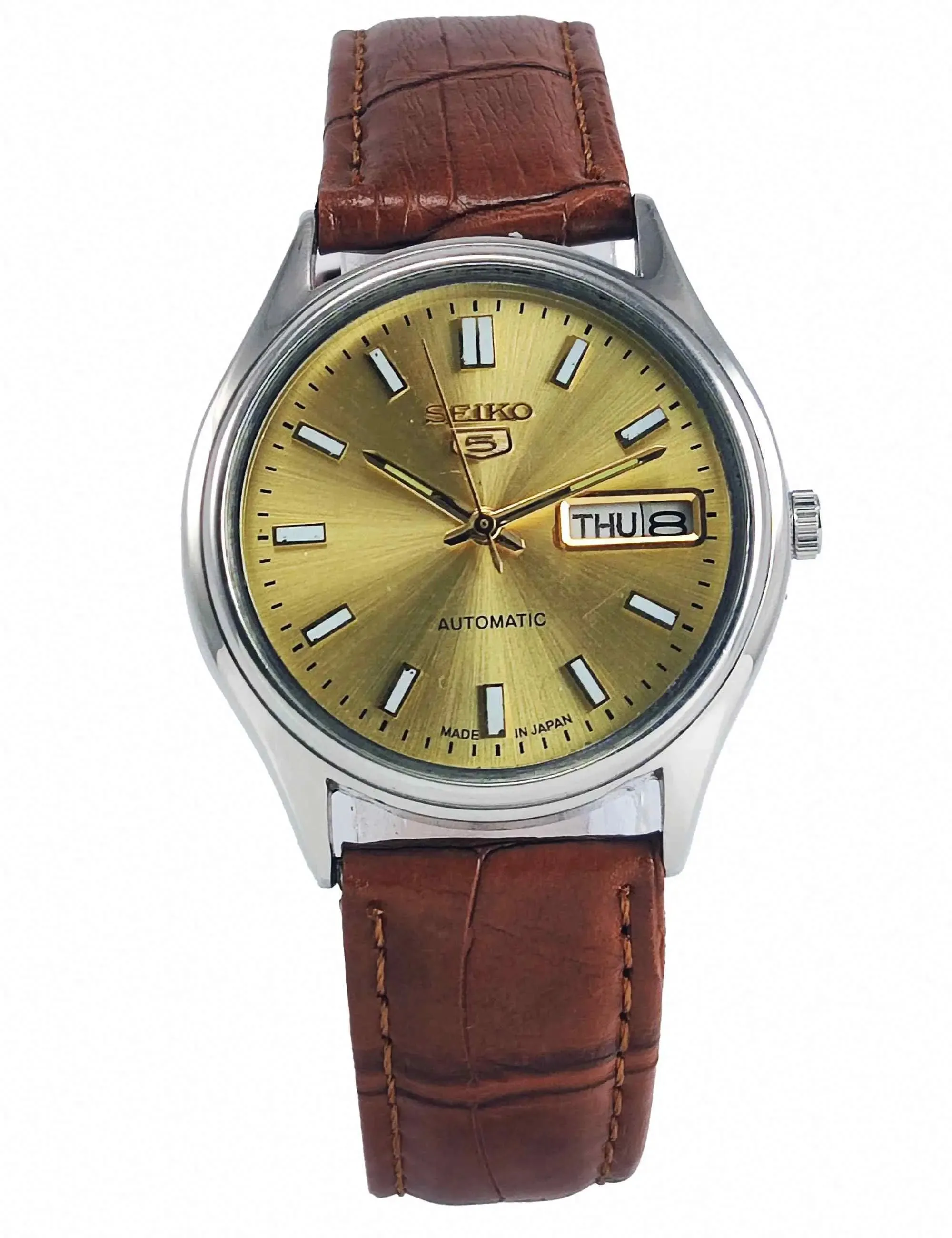 Seiko 5 Automatic-7009A White Dial 17 Jewels Day Date Men's Watch