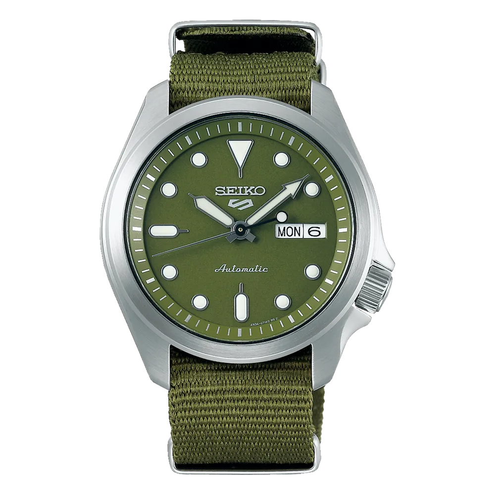 Seiko Gents Green Automatic Canvas Strap Watch