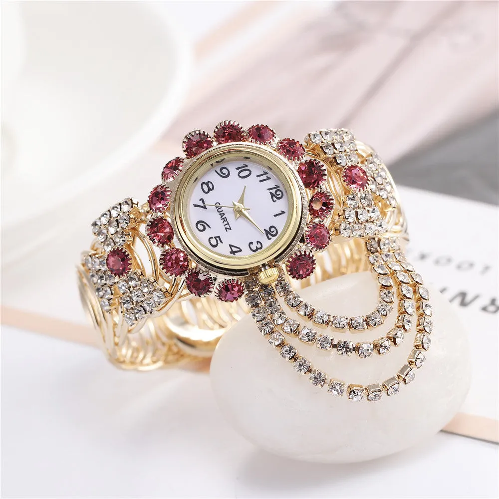 Sidiou Group Wholesale New Women Watches Fashion Diamond Elegant Watch Creative Ladies Luxury Fringe Quartz Bracelet Alloy Watch