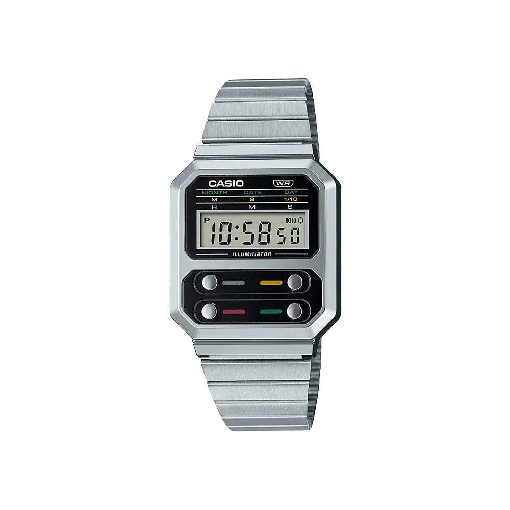 Silver Vintage Digital Watch - A100WE-1A