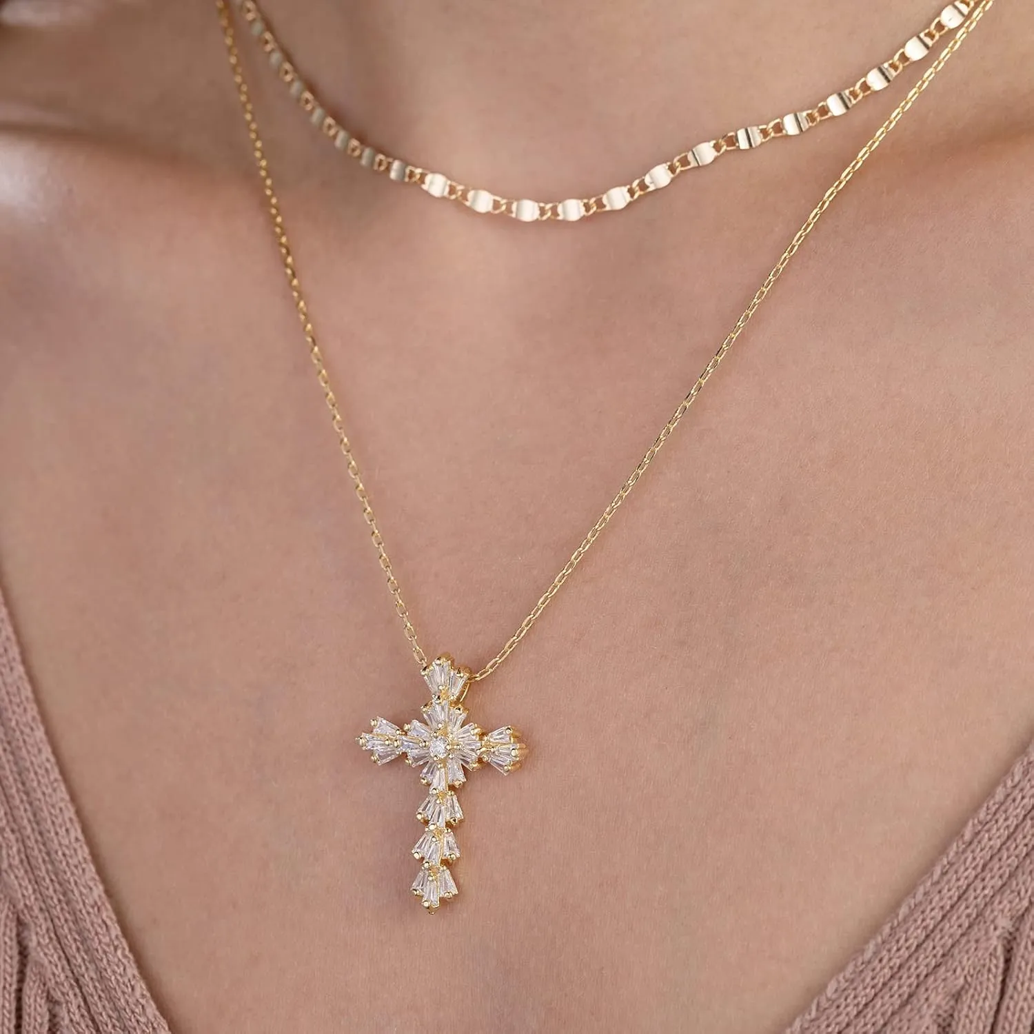 Silver/Gold Cross Necklace for Women, Silver Cross Necklace Women, Big Cross Necklace Women, Cross Necklace,Silver/Gold Necklace Cross Women, Cross Necklace for Women