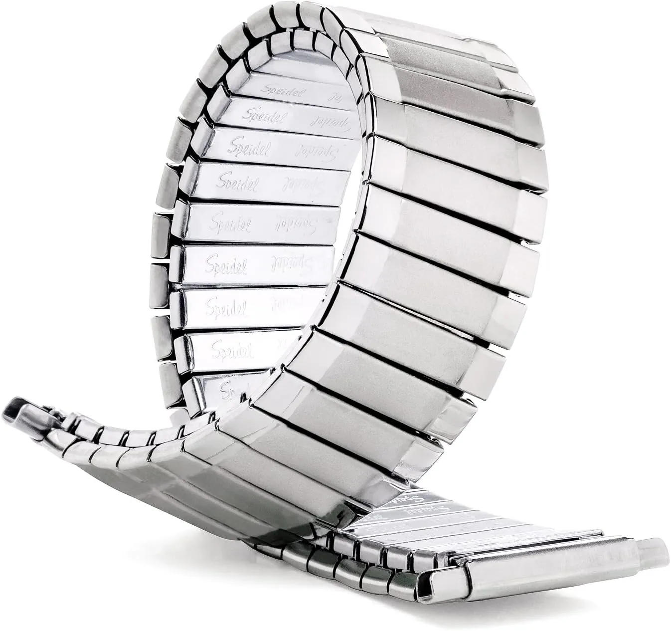 Speidel Mens Twist-O-Flex Stainless Steel Stretch Metal Replacement Expansion Watch Band with Self-Adjusting Straight or Curved Ends for 16mm 17mm 18mm 19mm 20mm 21mm 22mm