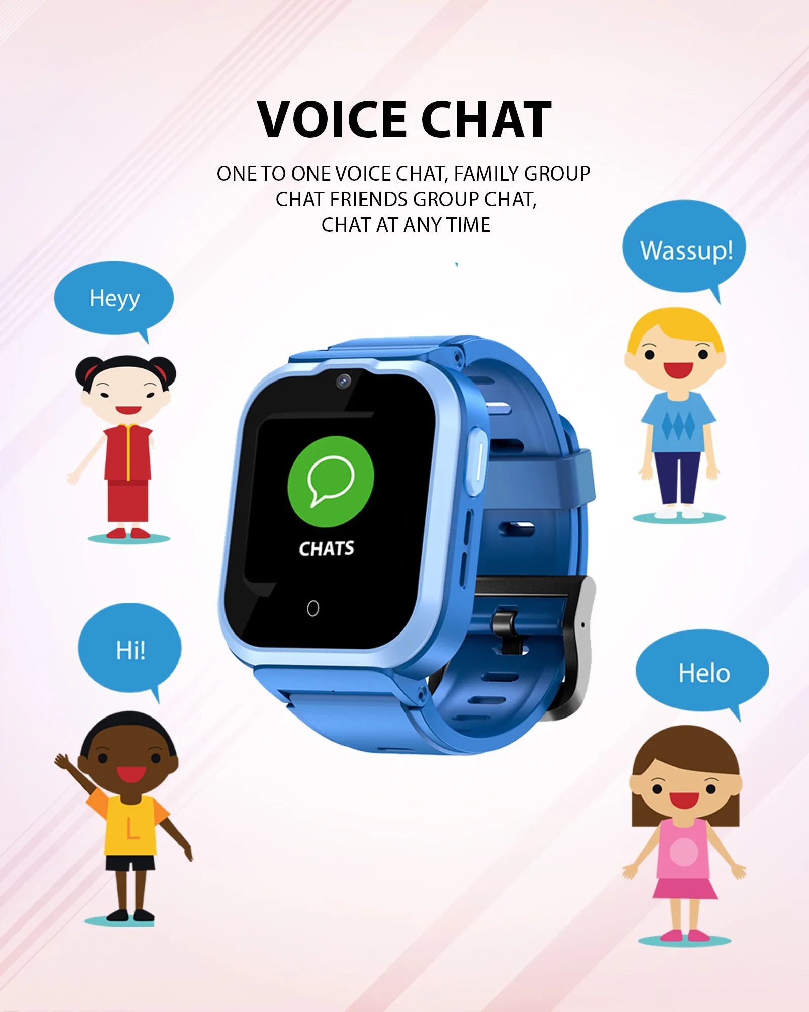 Spiky Cyclops 4g Video & Voice Calling Dewatering Waterproof Kids Smartwatch Printed strap - Blue